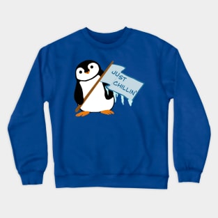 Penguin just Chillin like a little villain Crewneck Sweatshirt